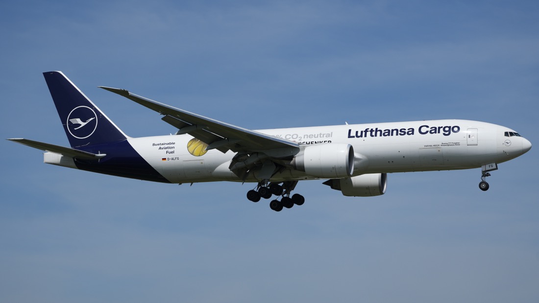 Lufthansa Cargo Boeing 777F in flight