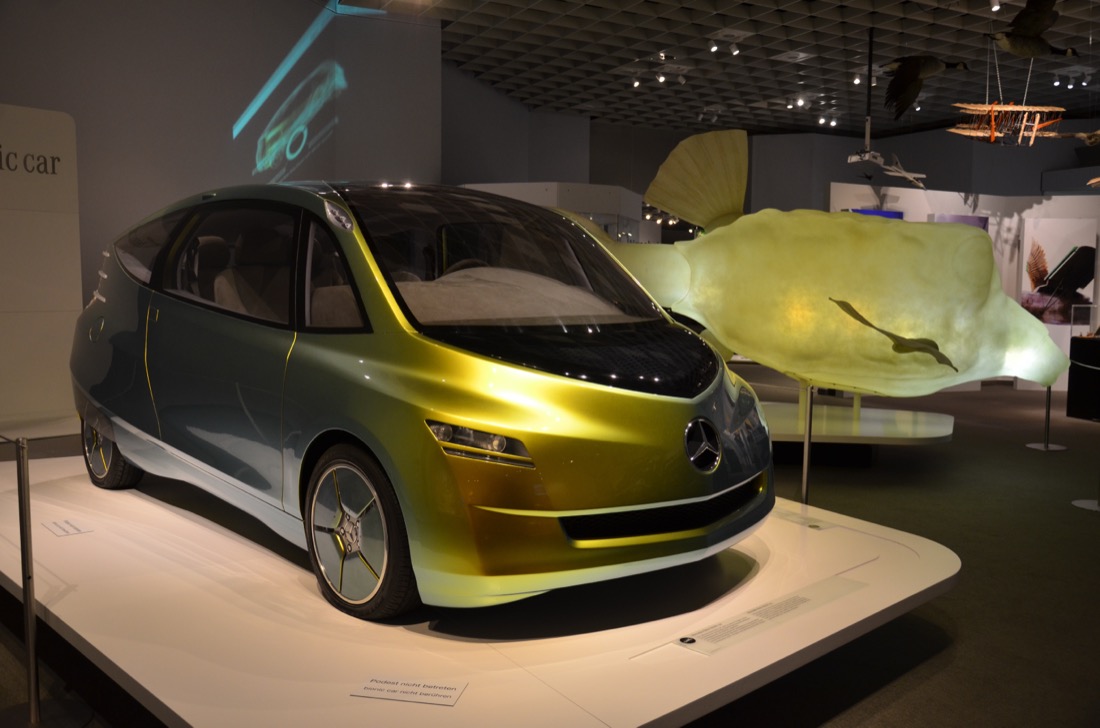 Mercedes-Benz Bionic concept car on museum display
