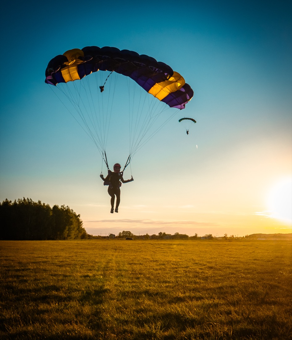 Parachute canopy on final descent